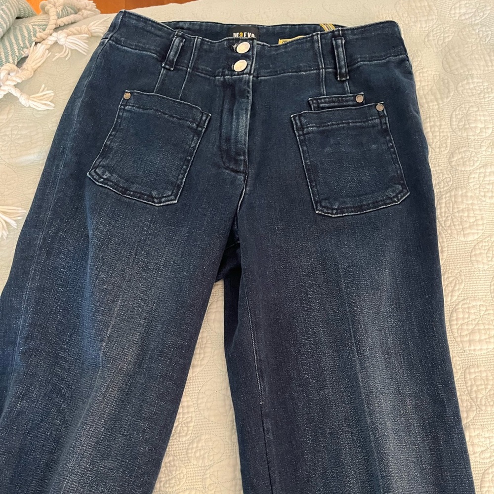 The Colette Wide-Leg pants by Maeve: dark wash, size 28 Petite